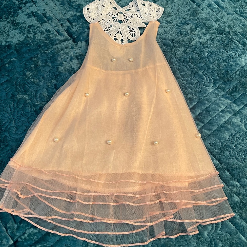 Beautiful Peach in color halter dress